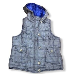 𝅺pink Soup Plaid Hooded Puffer Vest Size M